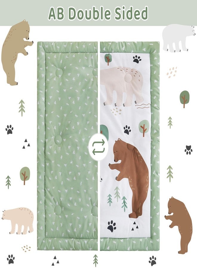 lasoftan 3 Piece Baby Crib Bedding Set, Infant Nursery Bed Set Decor with Quilt + Fitted Crib Sheet + Skirt, Baby Bedding Set Breathable and Soft for Baby Boy and Girl - Forest Bear - Image 4
